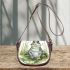 Happy frog sitting in the grass near a pond saddle bag