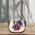 Horse head in the style of colorful splash paint saddle bag