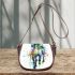 Horse splashes and drips with colors saddle bag