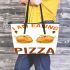 i am eatinng turkey without eating pizza Leather Tote Bag