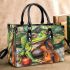 little frog and music notes and violin with leaves Small Handbag