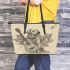 Maple leaf of Canada and music note and guitar and dog Leather Tote Bag