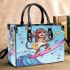 Monkey wearing sunglasses surfing with electric guitar small handbag