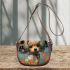 Moonlit meadow curious dog among flowers Saddle Bags for Women: Perfect Gift for Girlfriend, Wife, Daughter