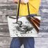 music note and duck play guitar Leather Tote Bag