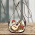 music note and guitar and roses with green leaf and pigs sing Saddle Bag