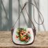 music note and guitar and tulip with green leaf and koi fish Saddle Bag