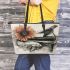 Music note and Piano and Sunflower and Betta Fish 2 Leather Tote Bag