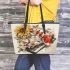 Music note and Piano and Sunflower and color Koi Fish Leather Tote Bag