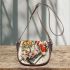 Music note and Piano and Sunflower and color Koi Fish Saddle Bag