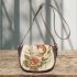 music note and rose with green leaf and koi fish Saddle Bag