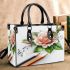 music note with rose and green leaf Small handbag