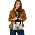 Music notes and bamboo flute and tulip and bird Shoulder Bag