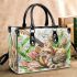 Musical notes and guitar and tulips and green leaf and cat 2 Small handbag