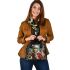 Navy grinchy smile and dancing santaclaus shoulder handbag