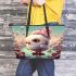 Owl in dreamy river scene leather tote bag