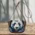 Panda adorned with white and blue diamonds saddle bag