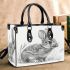 Pencil drawing of an adorable rabbit small handbag