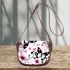 Pink and black butterfly pattern with flowers and stars saddle bag