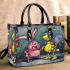 Pinky pigs and yellow grinchy smile toothless like rabbit small handbag