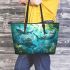 Playful Sharks Frolicking in Their Underwater Playground Leather Tote Bag