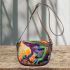 Psychedelic cute frog colorful vibrant trippy oil painting saddle bag