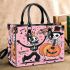 pumpkin dancing with skeleton king with guitar and trumpet Small handbag