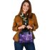 Purple crocuses with butterflies shoulder handbag