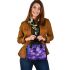 Purple crocuses with butterflies shoulder handbag