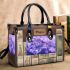 Purple crocuses with purple butterflies small handbag