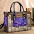 Purple crocuses with purple butterflies small handbag