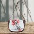 Red Maple leaf of Canada and music note and guitar and dog Saddle Bag