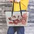 Red Maple leaf of Canada and music note and guitar and dog 4 Leather Tote Bag