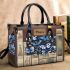 Seamless pattern with digital illustrations of blue butterflies small handbag