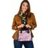 Seamless pattern with rose gold foil butterflies shoulder handbag