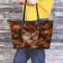 Shiba Inus Amongst the Leaves 3 Leather Tote Bag