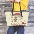 skeleton king dancing mushroom with guitar Leather Tote Bag