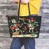 skeleton king dancing with chicken guitar trumpet Leather Tote Bag