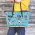 skeleton king dancing with cows guitar trumpet Leather Tote Bag