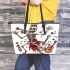skeleton king dancing with dogs guitar trumpet Leather Tote Bag