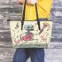 skeleton king dancing with ducks guitar trumpet Leather Tote Bag