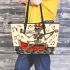 skeleton king is fishing with guitar and trumpet Leather Tote Bag