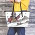 skeleton king is skiing with guitar trumpet Leather Tote Bag