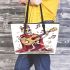 skeleton king play guitar and music notes Leather Tote Bag