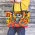 skeleton king play guitar trumpet dogs and music notes Leather Tote Bag