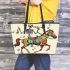 skeleton king riding horse with guitar trumpet Leather Tote Bag