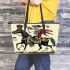 skeleton king riding horse with guitar trumpet Leather Tote Bag