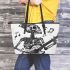 skeleton king with guitar and music notes Leather Tote Bag