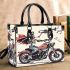 skeleton riding motor with trumpet and music notes Small handbag