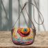 Smiling yellow sphere in whimsical environment saddle bag